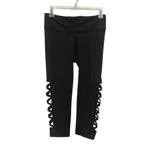 Gap GFast Criss Cross Black Leggings Size Small High Rise Activewear Gym Yoga - Picture 1 of 6